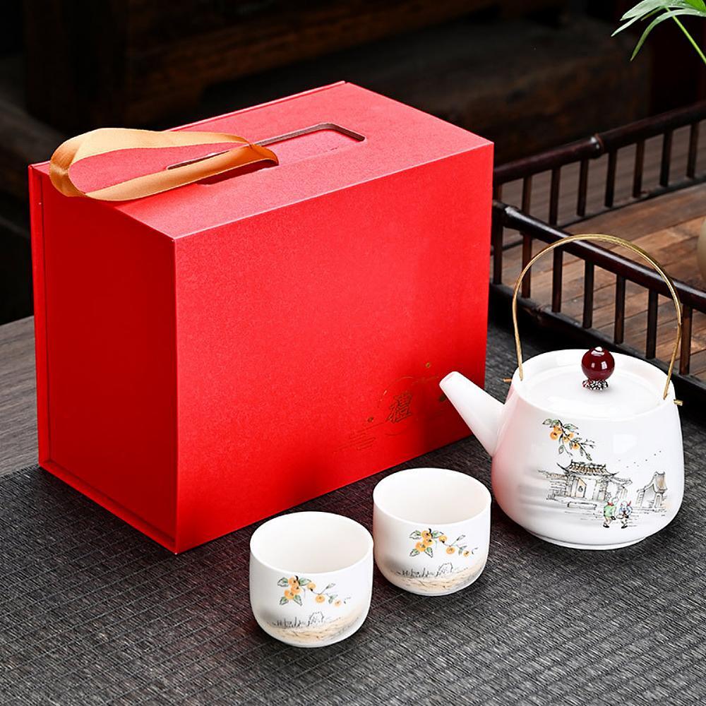 Skopový nefritový bílý porcelán Japonský čajový set - Dětství(rovný šálek)