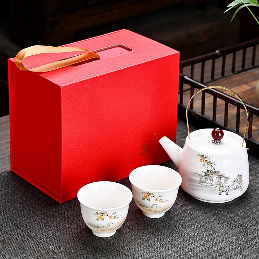 Skopový nefritový bílý porcelán Japonský čajový set - Dětství(reflexní šálek)